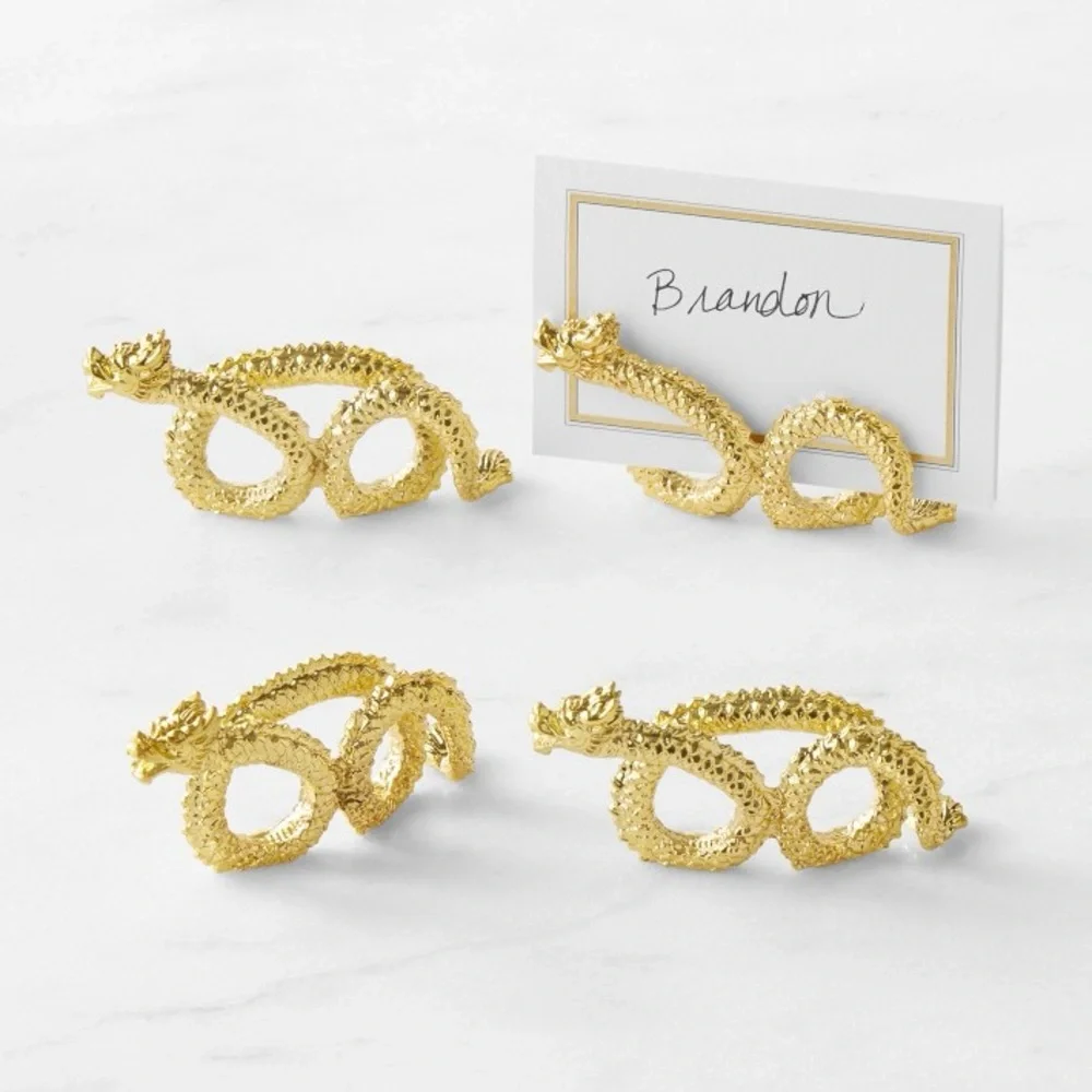 Williams Sonoma Lunar Dragon Name Card Place Card Holders, Set of 4